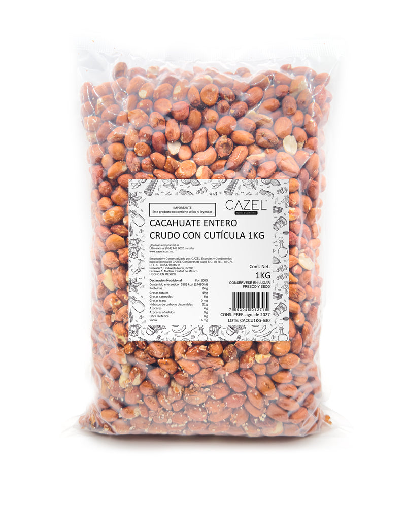 Cacahuate Crudo Entero con Cutícula 1KG